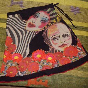 Cirque Du Soleil print black cotton skirt Desigual  XL